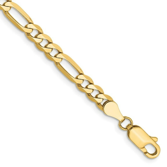 Diamond2Deal 14K Yellow Gold 4.75mm Flat Figaro Chain Bracelet for Men 7"