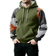 thumbnail image 4 of Men Hooded Pullover Sweatshirt Long Sleeve Raglan Camouflage Print Casual Drawstring Hoodie Kangaroo Pocket Top Green L, 4 of 5