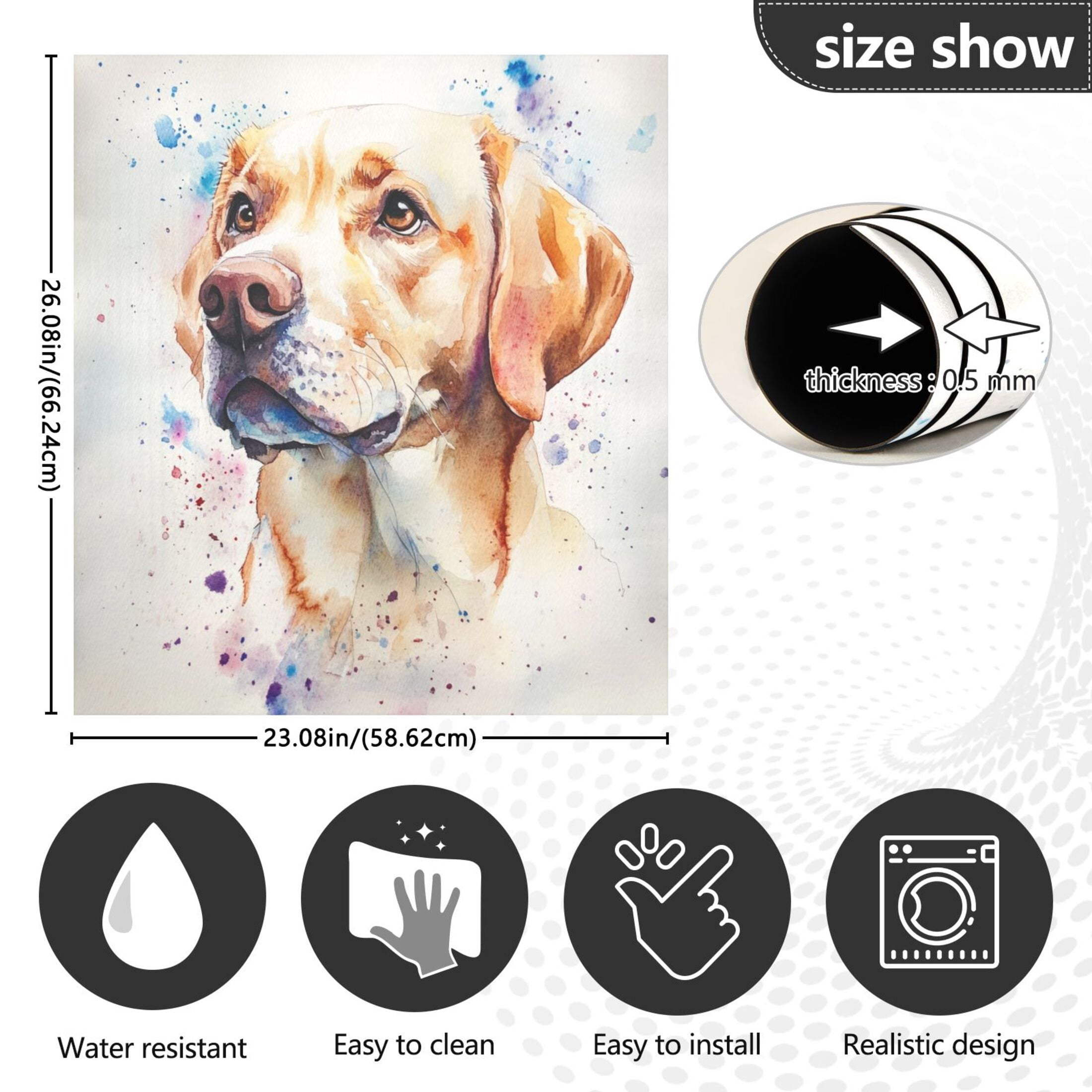 Dishwasher Magnetic Sticker 23x26 Inch Refrigerator Magnetic Sticker Washing Machine Magnetic Sticker Kitchen Panel Magnetic Sticker Home Decor Brown Watercolor Dog
