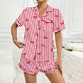thumbnail image 2 of CONZONE Valentines Pajamas for Women Set 2 Peice Pjs Set for Women Valentine's Day Bowknot Print Short Sleeve Sleepwear Tops Shorts Cozy Homewear Loungewear Sets, 2 of 9