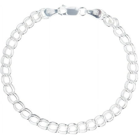 PORI JEWELERS 925 Sterling Silver Italian Charm Link Chain Bracelet for Men and Women
