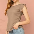 thumbnail image 2 of FAIWAD Women's Summer Ruffle Cap Sleeve Tank Tops Casual Round Neck Ribbed Knit Sleeveless Blouses, 2 of 3