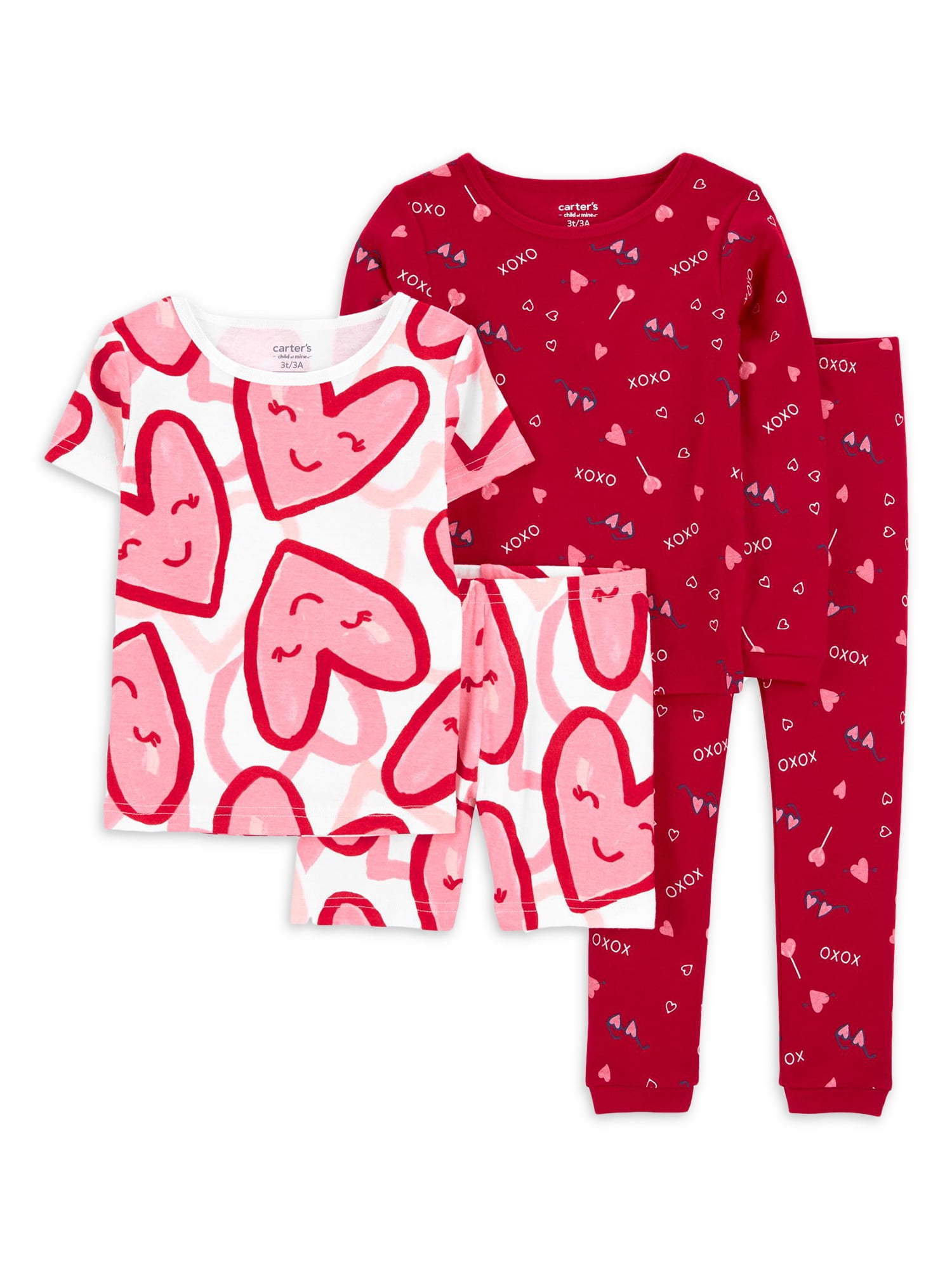 Carter's Child of Mine Baby and Toddler Girl Valentine's Day Pajama Set, 4-Piece, Sizes 12M-5T