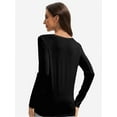 thumbnail image 2 of Womens Long Sleeve Tops Casual Basics Fall Shirts Solid Crewneck T-Shirt, 2 of 6