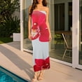 thumbnail image 2 of Miqool Womens Floral Printed Boho Tube Maxi Dress Summer Strapless Bodycon Party Club Night Out Long Dresses Cocktail Dresses, 2 of 8