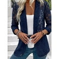 thumbnail image 2 of Fancyglim Lace Cardigan for Women Open Front Long Sleeve Sheer Lace Floral Crochet Summer Shrug Bolero Cover Up Navy XL, 2 of 7