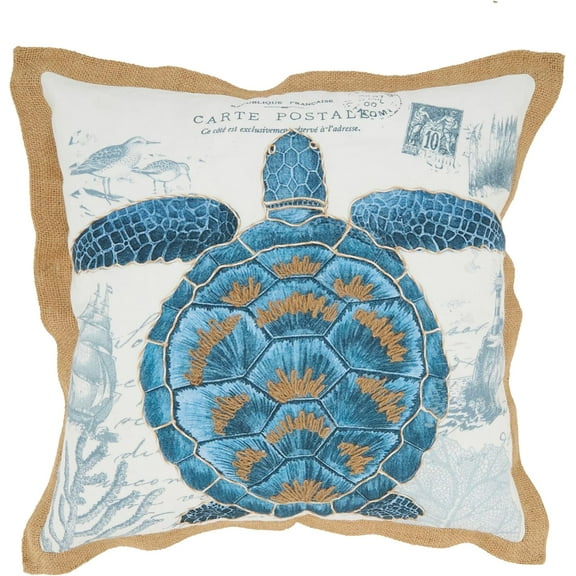 Coastal Outdoor Turtle Pillow Cover
