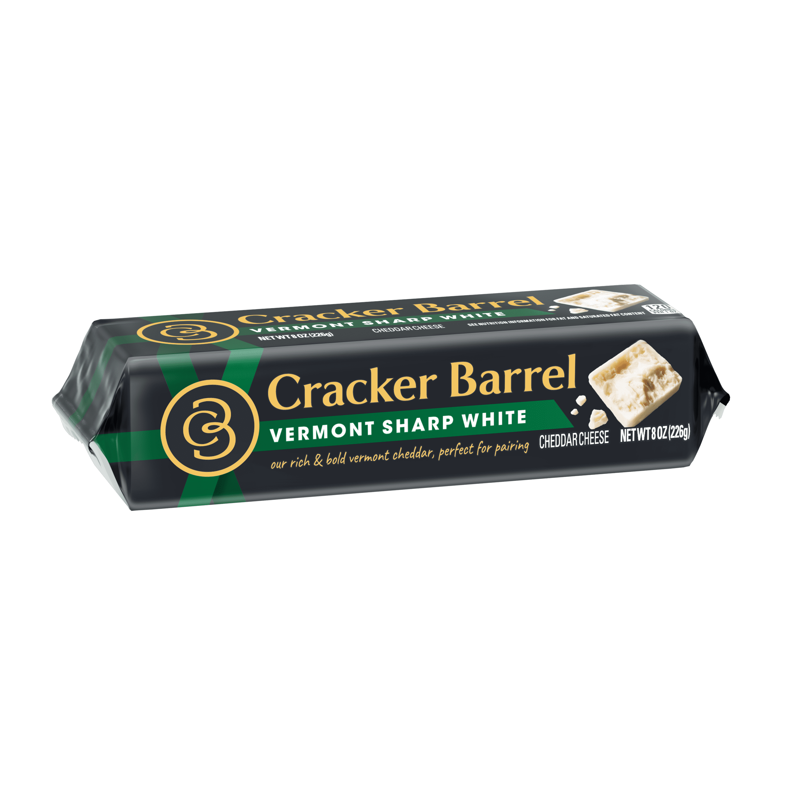 Cracker Barrel Vermont Sharp White Cheddar Cheese, 8 oz Block