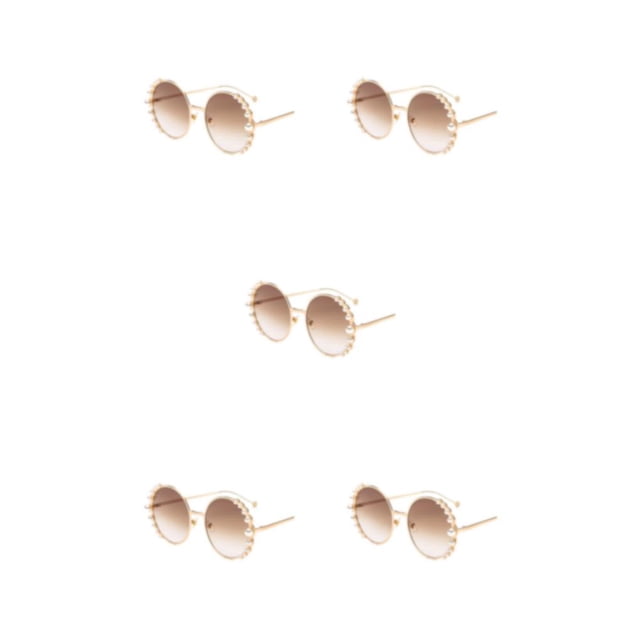 Qarigey Gafas de sol redondas de moda Marco de PC Protección Gafas de sol de perlas adecuadas para varias ocasiones Marco dorado Tawny Type2 NO2