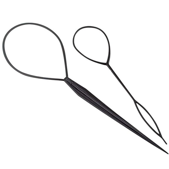 2 Pcs/set Braid Accessories Ponytail Maker, Girls and Children Hair Tail Tools, French Braid Tool Ring Modeling, Black (1 Large & 1 Small)