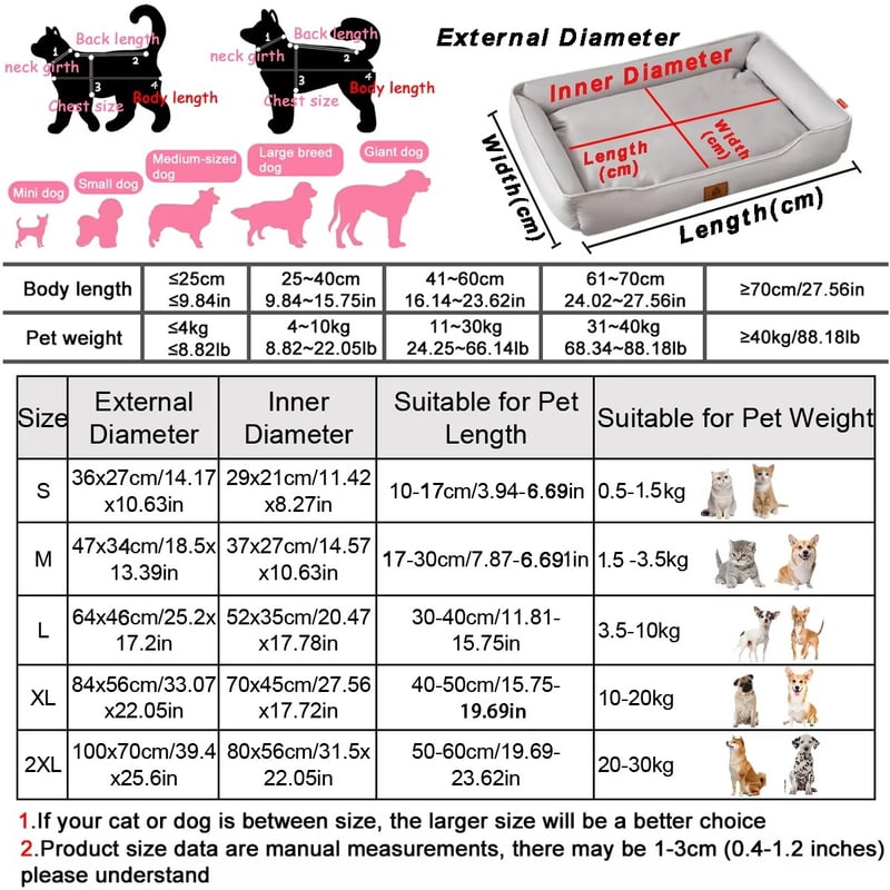 Four Season Square Dog Bed for Large Dog Mattress Bite-resistant Cat Bed Soft Thickened Dog Bed Waterproof Sofa Pet House