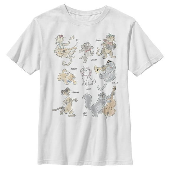 Boy's Aristocats The Whole Cat Crew Graphic Tee White X Large