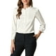 thumbnail image 1 of Blusa de oficina de mujer con cuello con volantes, mangas abullonadas, puños elásticos y botones XL blanca, 1 of 7