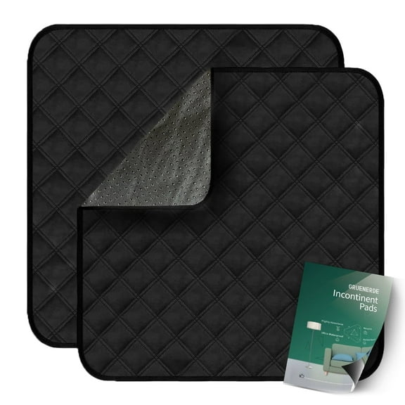 GRUENERDE Washable Incontinence Chair Pad Waterproof Reusable Seat Protector & Bed Pad 21x22In 2Pcs