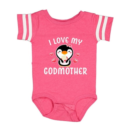

Inktastic I Love My Godmother with Cute Penguin and Hearts Gift Baby Girl Bodysuit