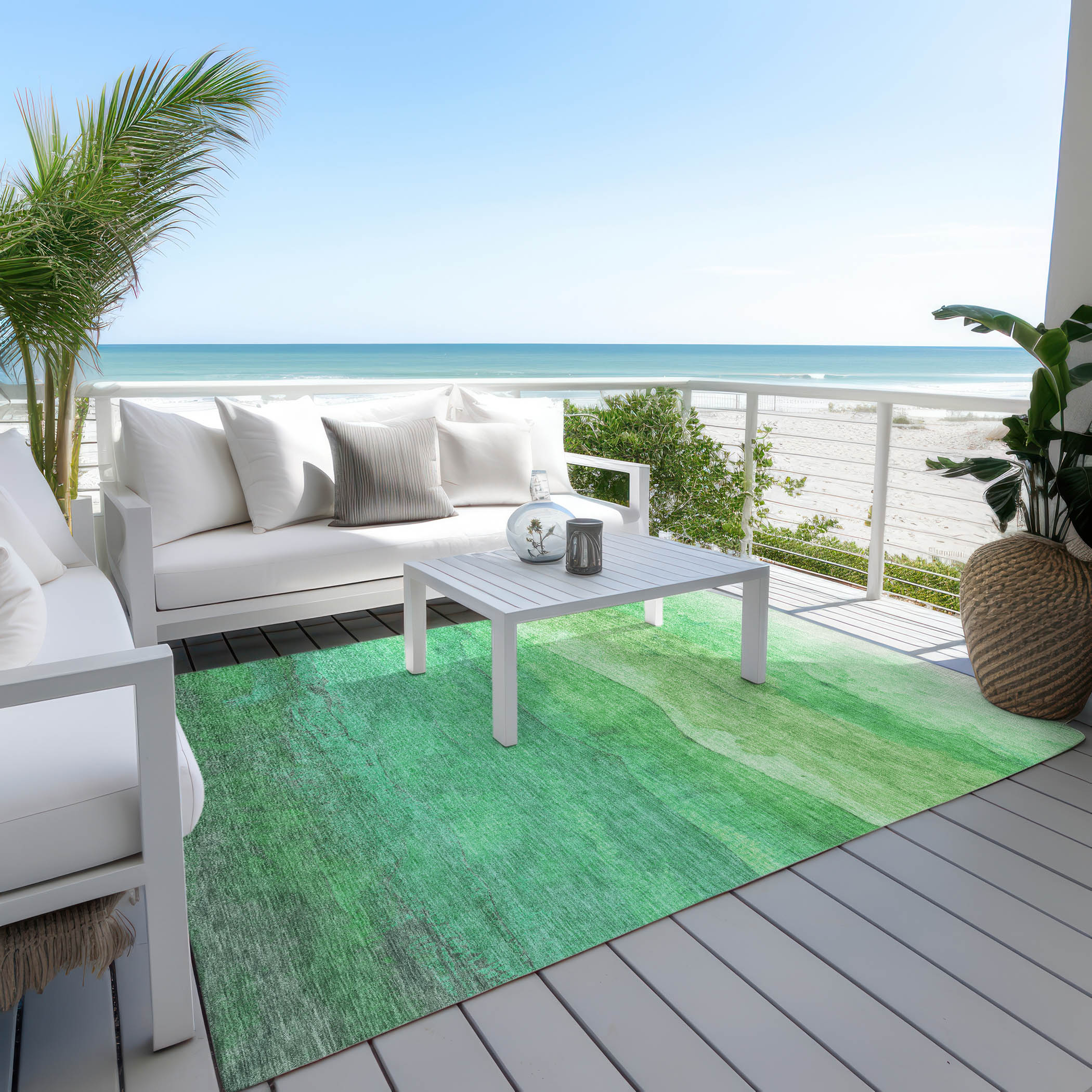 Addison Rugs Chantille Indoor/Outdoor Transitional Stripes Green Washable Rectangle Rug, 3' x 5'