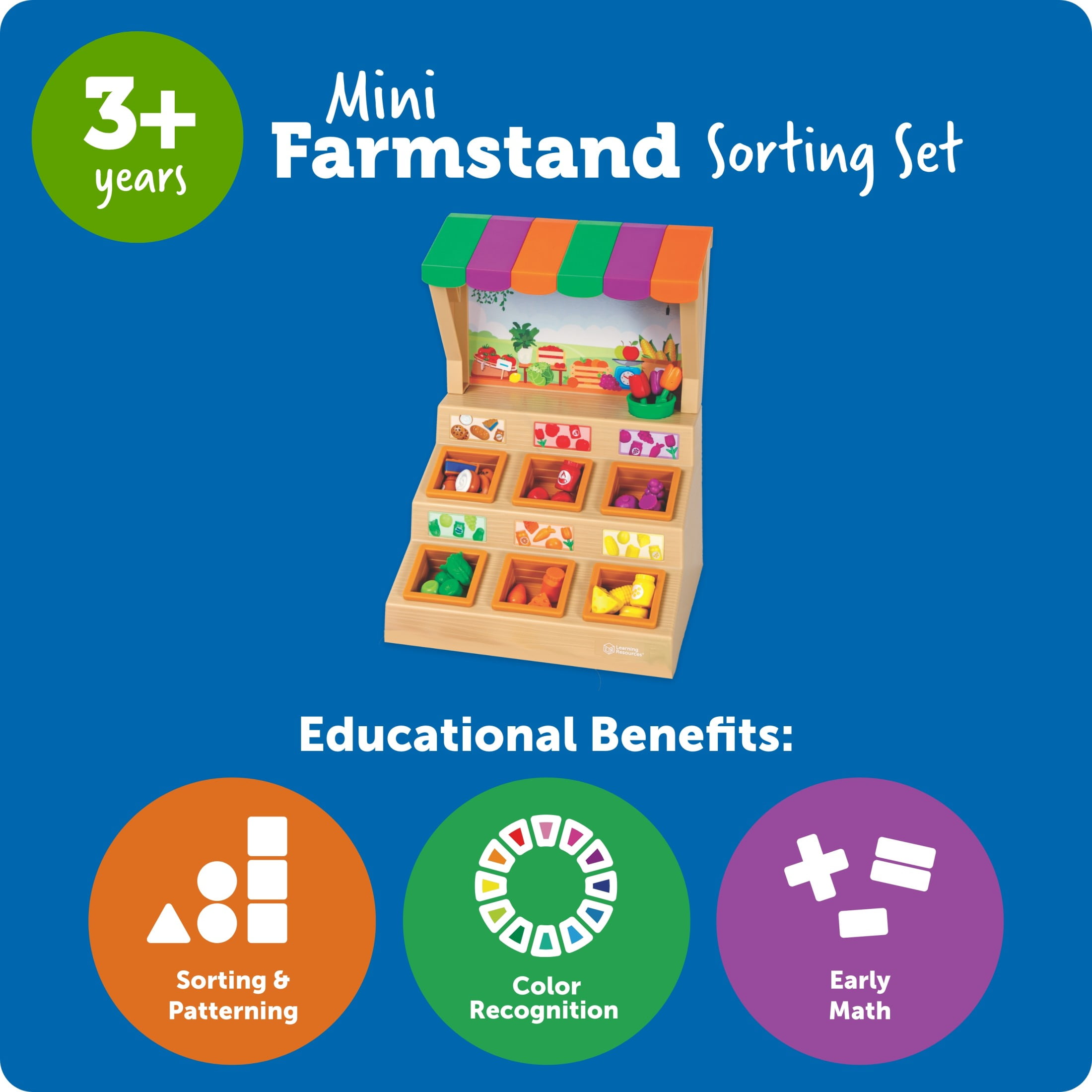 Learning Resources Mini Farmstand Sorting Set Play Food for Kids Sorting Toys for Toddlers Ages 3 and Up
