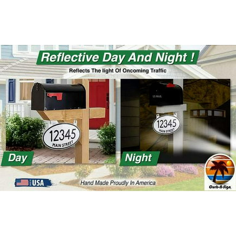 Hanging Mailbox Numbers, Super Reflective Customized Oval