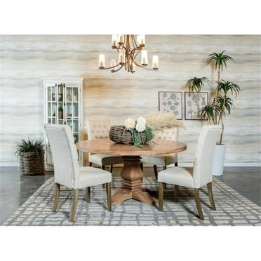 Coaster Florence 5-piece Round Wood Dining Set Rustic Smoke and Oatmeal