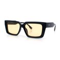 thumbnail image 5 of Retro Hipster Thick Beveled Frame Horn Rim Square Rectangle Sunglasses Black - Beige, 5 of 6