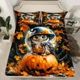 thumbnail image 2 of Manfei Halloween Spooky Pumpkin Bed Sheets Twin,Lovely Owl Bedding Twin Size,Autumn Orange Leaves Sheet Set Twin,Super Cozy Bedroom Decorative,3pcs, 2 of 7