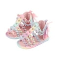 thumbnail image 4 of GERsome Soft Adorable Baby Shoes Baby Girls Cute Fashion Weave Hollow Out Bow Non-slip Soft Bottom Sandals, 4 of 9