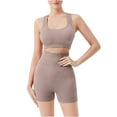 thumbnail image 2 of Conjunto de dos piezas de sujetador deportivo con amortiguación para mujer, pantalones cortos deportivos de cintura alta sin costuras y almohadillas para el pecho, ropa moldeadora para mujer, 2 of 6
