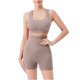 thumbnail image 2 of Conjunto de dos piezas de sujetador deportivo con amortiguación para mujer, pantalones cortos deportivos de cintura alta sin costuras y almohadillas para el pecho, ropa moldeadora para mujer, 2 of 6