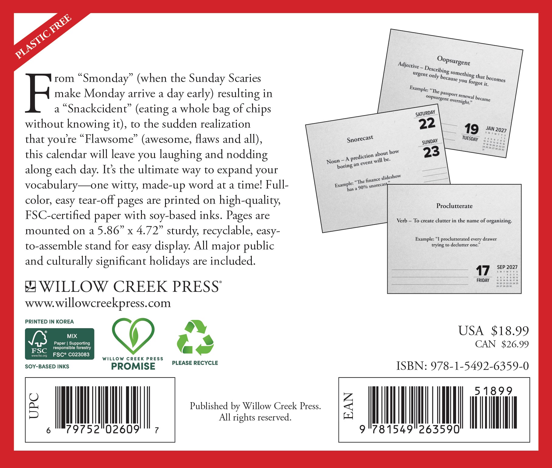 Willow Creek Press, Made-Up Words That Should Exist 2027 Box Calendar