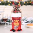 thumbnail image 5 of Bolsas para botellas de vino navideñas, 4 piezas Patrones de osos de muñeco de nieve y alces de Papá Noel Fundas para botellas de vino tinto Bolsas de lona para botellas de vino para decoración de fiestas navideñas oso de fresa Electrónica, 5 of 5