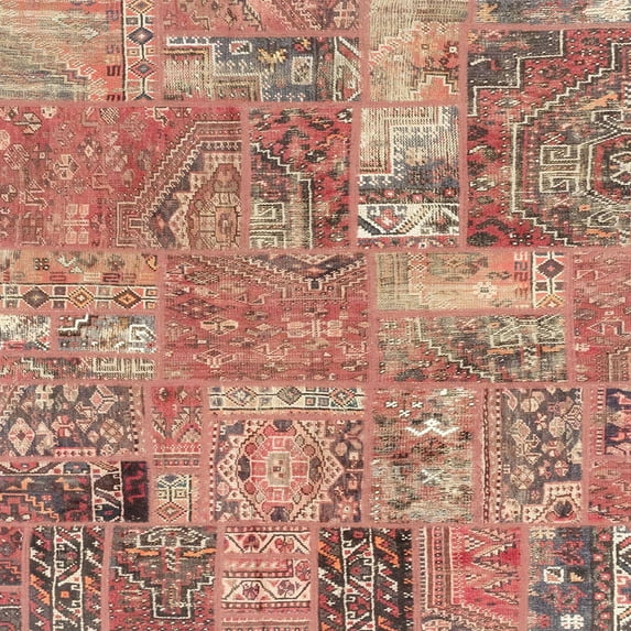 Ahgly Company Machine Washable Indoor Square Abstract Chestnut Red Area Rugs, 5' Square
