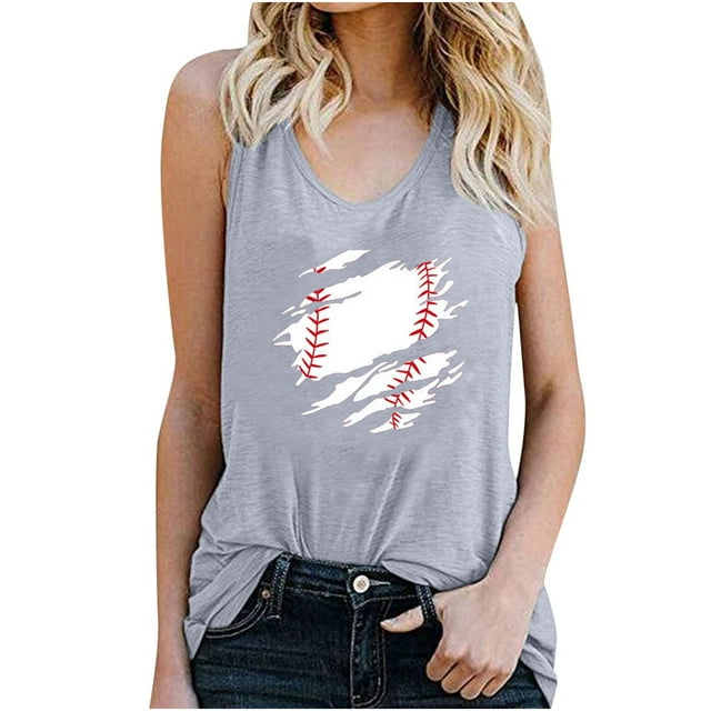 Pompotops Women's Pullover Sleeveless Printing Solid Color Vest Tops