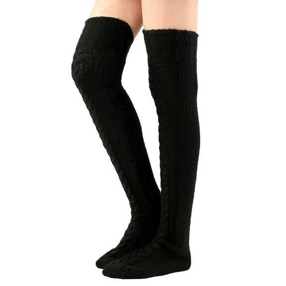 JeashCHAT Autumn And Winter Knitted Knee Length Stockings Women's Lengthened Floor Stockings WOOL Pile Stockings