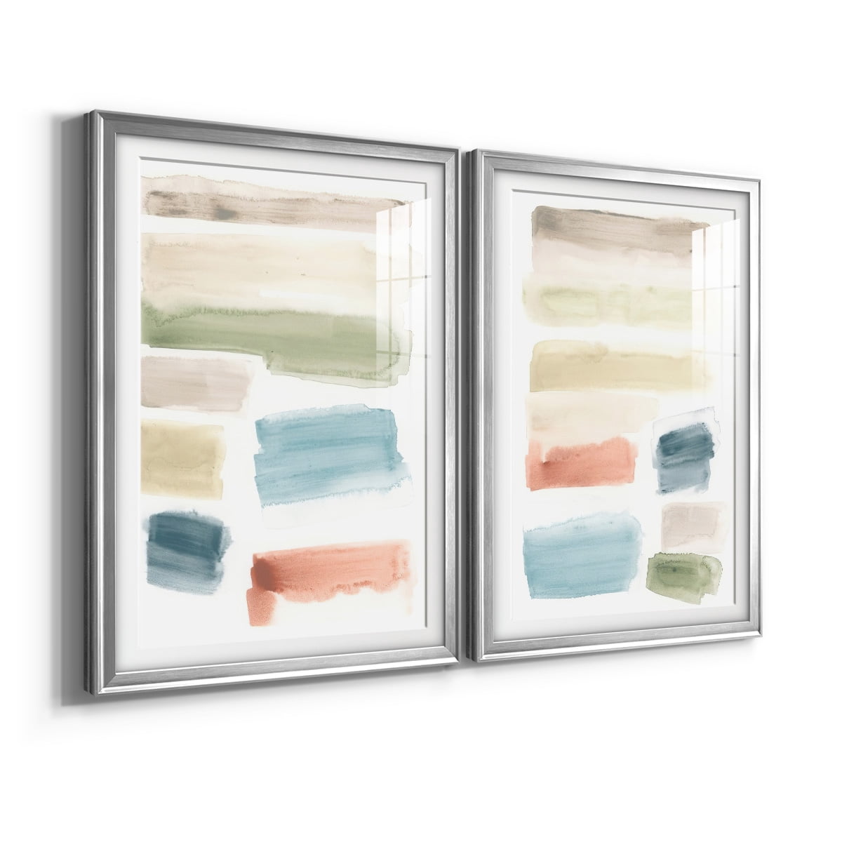 Wexford Home Watercolor Swatches I Premium Framed Print, 30.5" x 42.5" - Ready to Hang, Silver (Set of 2)