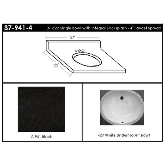 MarCraft 37-941-4 Single Bowl Vanity Top