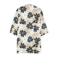 thumbnail image 5 of Women's Fashionable Floral Print Puff Sleeve Kimono Cardigan Loose Plus Size Chiffon Cover Up Casual Blouse Tops, 5 of 5