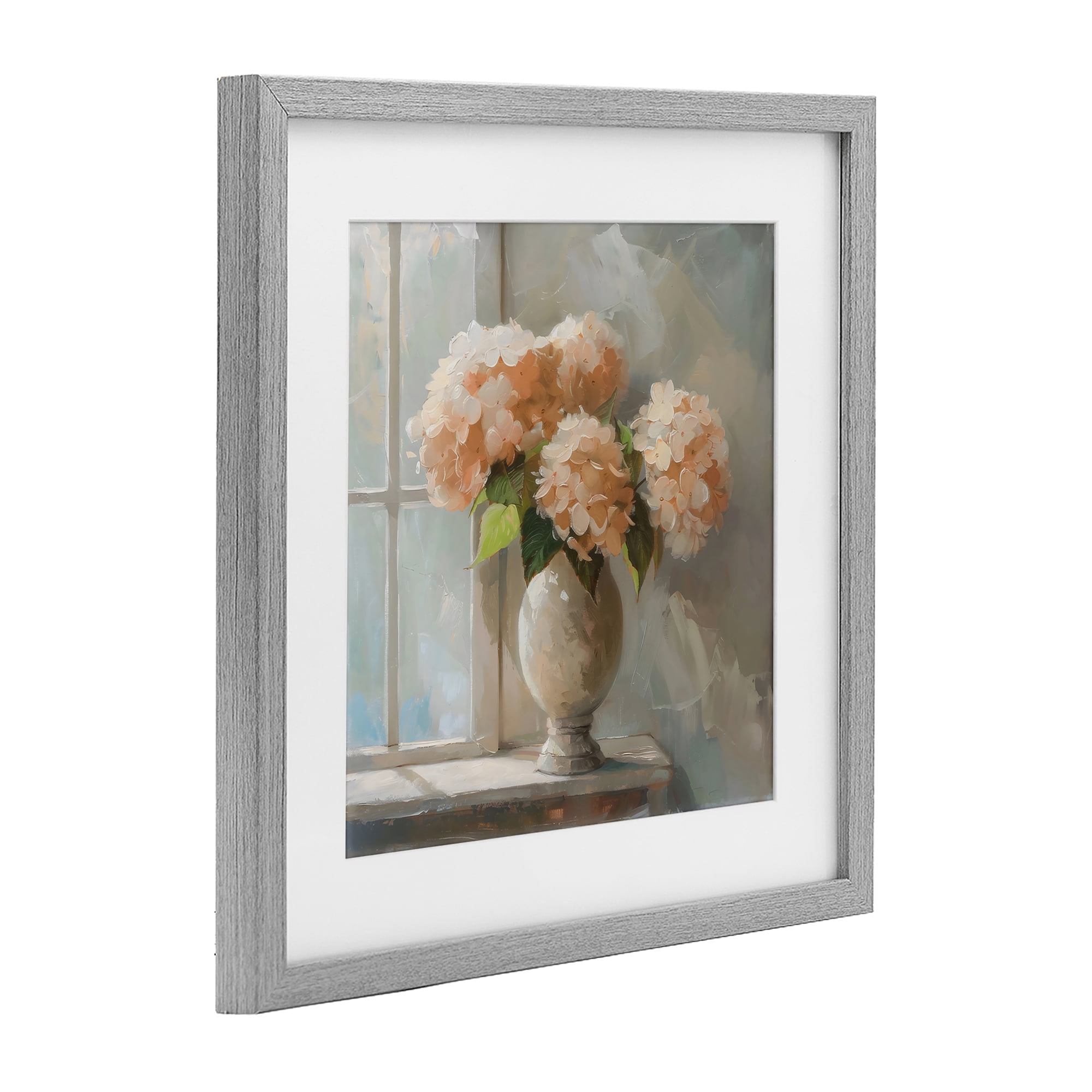 Stupell Industries Pink Hydrangea in Sunlit Vase Gray Framed Print Under Glass, design by Creative Studio