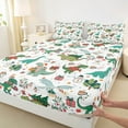 thumbnail image 3 of Castle Fairy Kids Kawaii Dinosaur 3pcs Twin Sheet Sets,Christmas Snowman Twin Fitted Sheet,Festival Xmas Breathable Flat Sheet,Lightweight Room Decor, 3 of 7