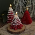 thumbnail image 3 of Vela perfumada en forma de árbol de Navidad, vela de aromaterapia navideña de cera de soja hecha a mano, decoraciones para cenas de fiesta en el hogar (rojo), 3 of 3