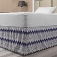 thumbnail image 1 of Vintage Tribal Bed Skirt, Monochromatic Pattern of Zigzags Dots and Rhombuses in Aztec Style, Elastic Bedskirt Dust Ruffle Wrap Around for Bedding Decor, 4 Sizes, Indigo and Ivory, by Ambesonne, 1 of 2