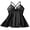 Black, variant on Women's Lingerie Sexy V-Neck Sheer Lace Nightwear with Side Slits Nightgown,Wine Red,M