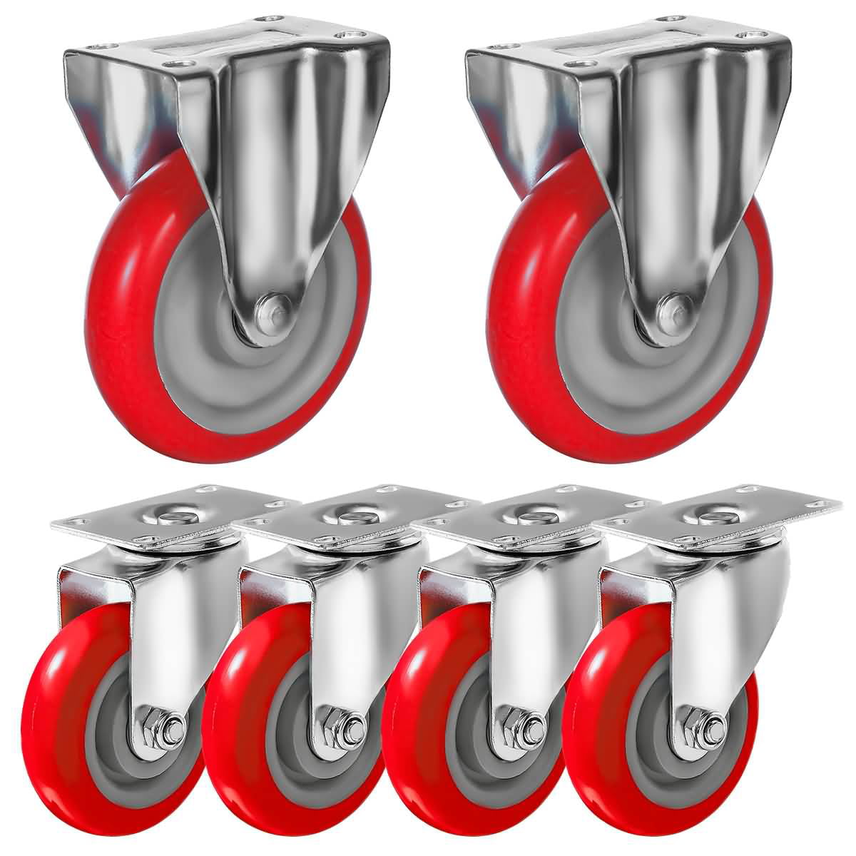 125MM/5" 4-Pack Tool Box Swivel/Swivel Braked Replacement Wheels 