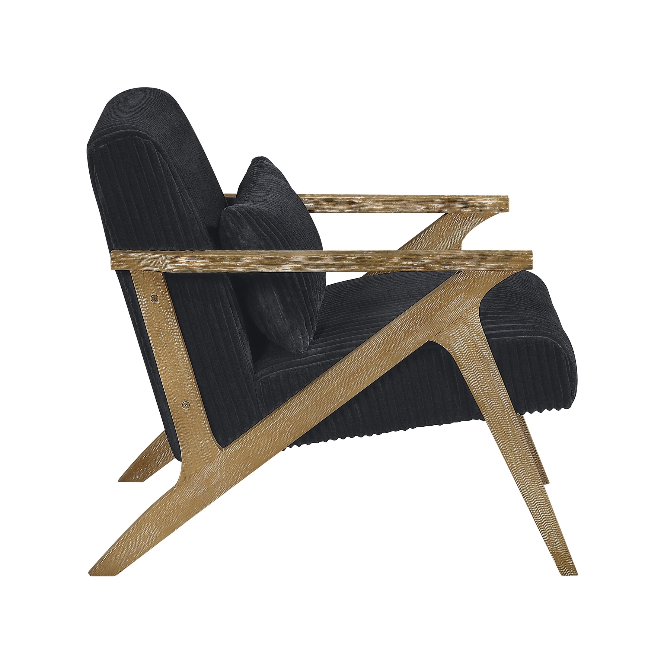 OakvillePark Papyrus Solid Rubberwood Frame Corduroy Accent Chair, Black