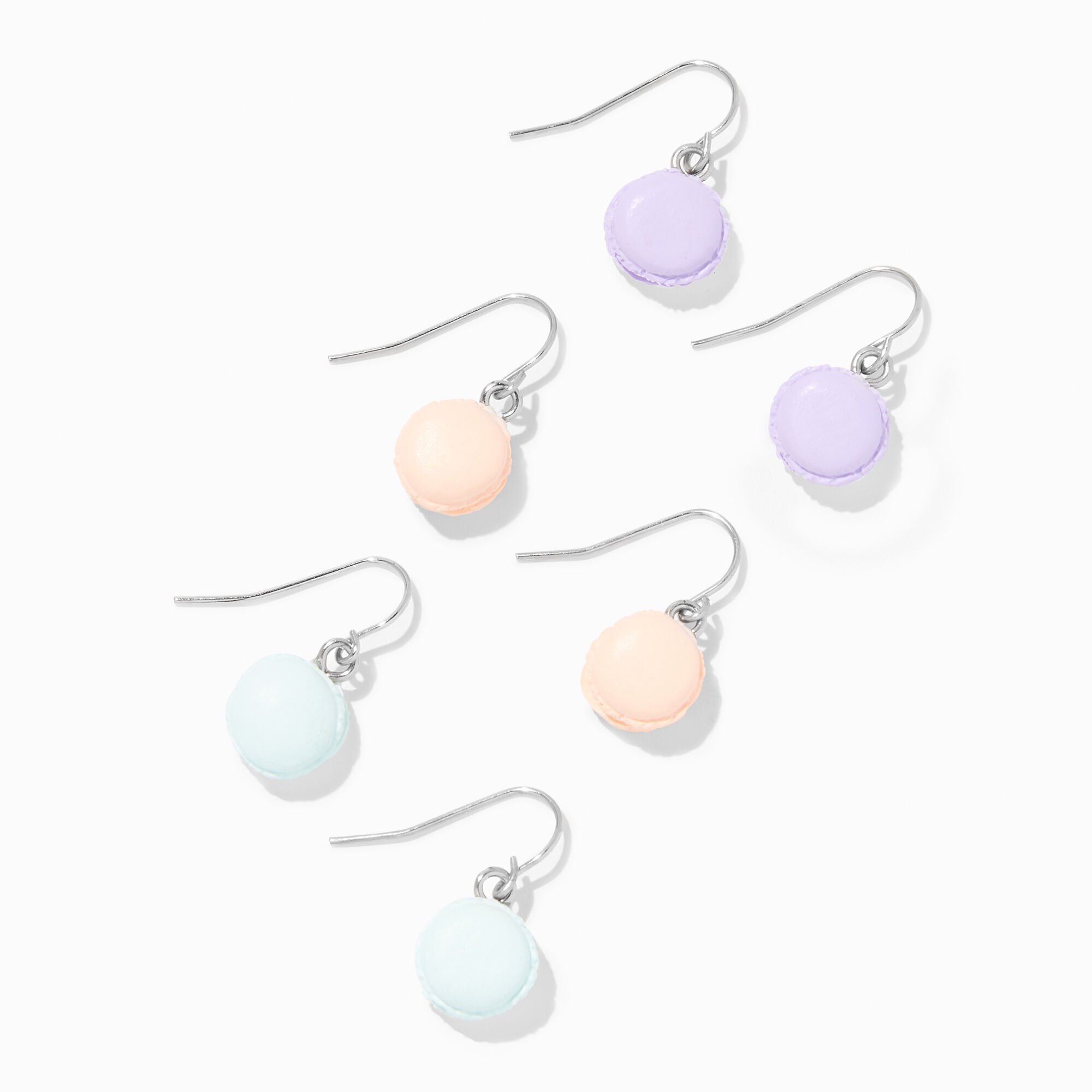 Claire's Silver 1" Plastic Charm Macaron Dangle Earrings; 1 inch - 3 Pack