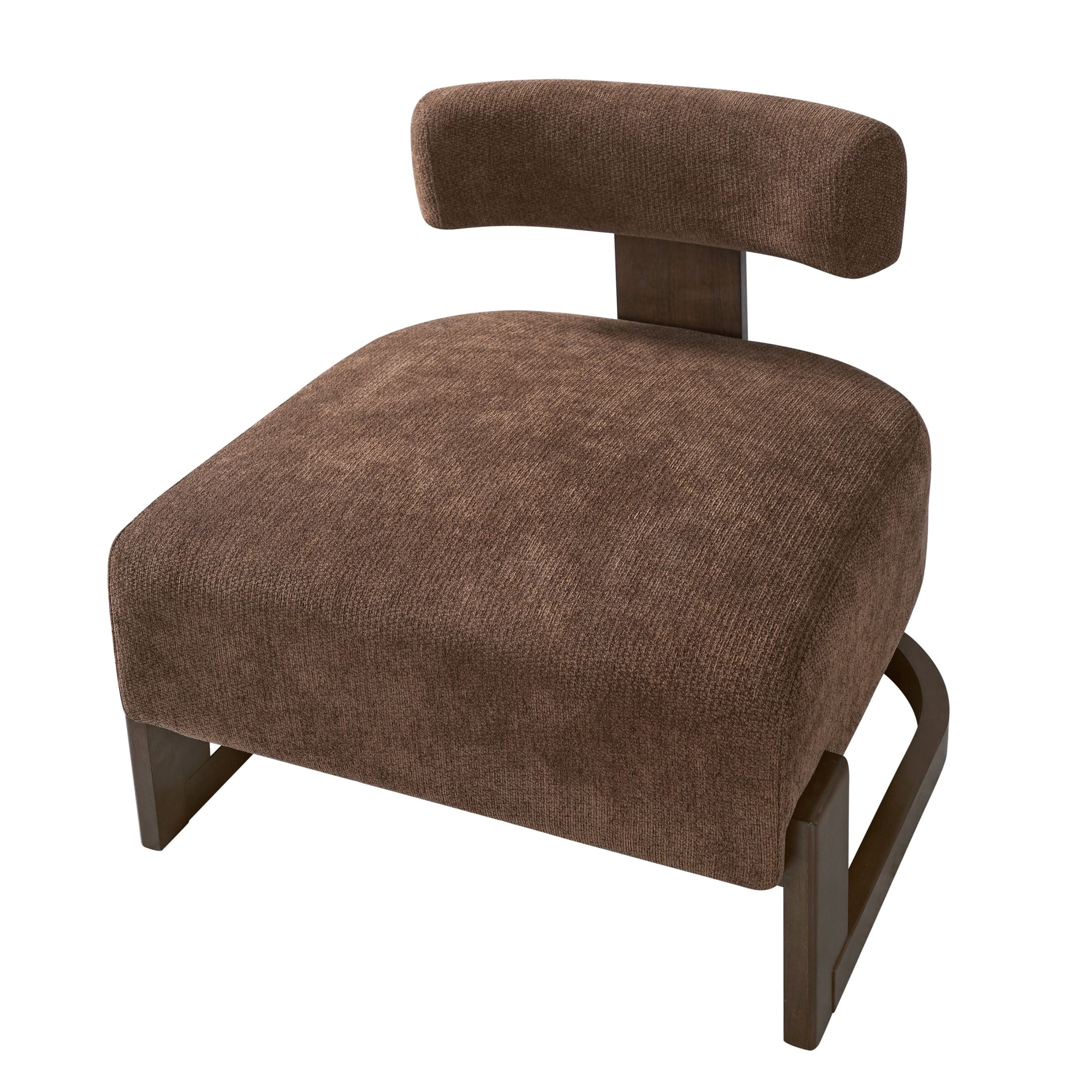 Christopher Knight Home Modern Armless Accent Lounge Chair, Curved Wood Base with Cushion, Brown, Set of 2