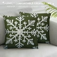 thumbnail image 3 of Nawypu  Pack of Christmas Decorative Snowflake Throw Pillow Covers Canvas Cushion Cases Holiday Decor Soft Pillowcases for Couch Sofa Bedroom Car（Army Green, ）, 3 of 5