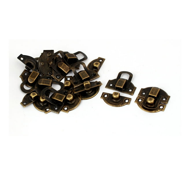 Unique Bargains Wood Box Chest Latch Hasp Lock Hook Hinge Bronze Tone 29x27x6mm 10pcs