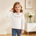 thumbnail image 2 of Mnyotv Cute Bow Ruffle Tops for Girls Fall Clothes Long Sleeve Thermal Undershirts Top Size 12-18 Months, 2 of 7
