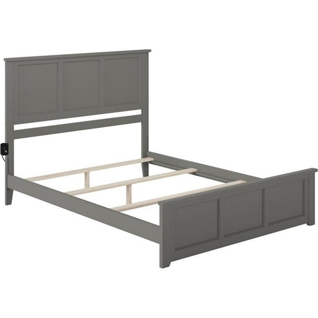 Pemberly Row Madison Queen Wood Foundation Bed with Matching Footboard in Grey