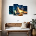thumbnail image 3 of Elephant Stock Ocean Sunset Wave Wall Art - Horizontal Multi Panel Canvas - Living Room Wall Decor - Beach Multi Panel - Teal And Yellow Decor - 43" x 27", 3 of 8